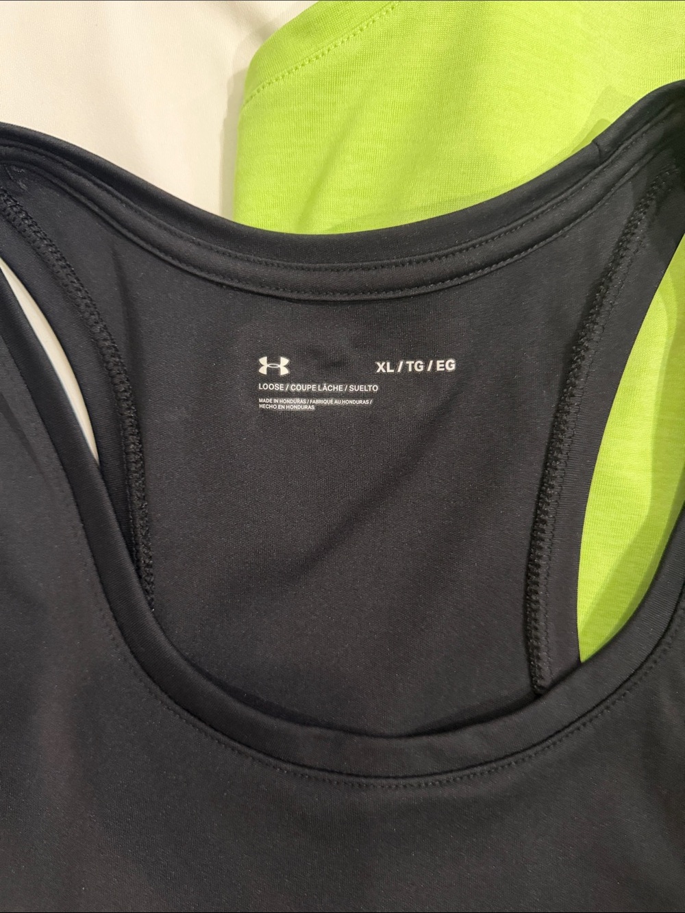 Under Armour Women’s Racerback Tank Trio - Black, White, Lime Green - Picture 2 of 4